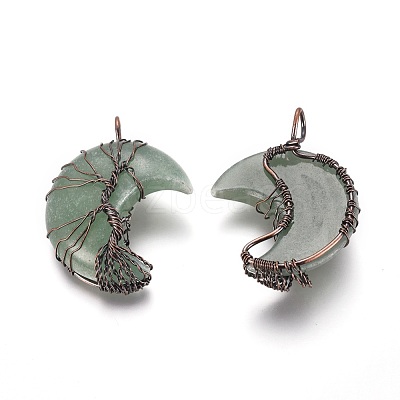 Natural Green Aventurine Tree of Life Wire Wrapped Pendants G-L520-E04-R-NF-1