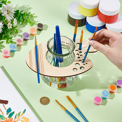 1Pc Wood Paint Brush Holders WOOD-BC0001-28-1