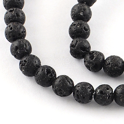 Natural Dyed Lava Rock Gemstone Round Bead Strands G-R293-02-1