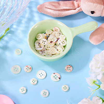 45Pcs 3 Style 4-Holes Shell Buttons BUTT-TA0001-27-1