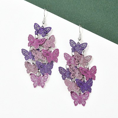 430 Stainless Steel Butterfly Dangle Earrings EJEW-A137-05P-02-1