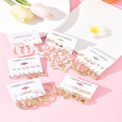6Sets 6 Styles Alloy & Rhinestone Earring Sets for Women EJEW-FS0001-26-1