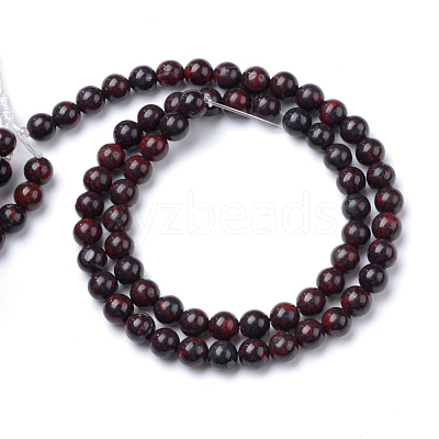 Natural Bloodstone Beads Strands X-G-R412-06-6mm-1