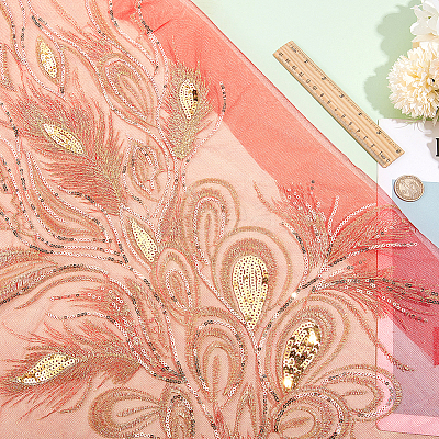 Peacock Tail Pattern Polyester Lace Computerized Embroidery Ornament Accessories DIY-WH0308-234C-1