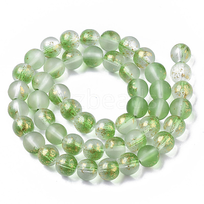 Frosted Spray Painted Glass Beads Strands X-GLAA-N035-03C-C02-1