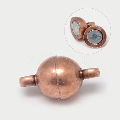 Round Brass Magnetic Clasps with Loops X-MC019-R-1