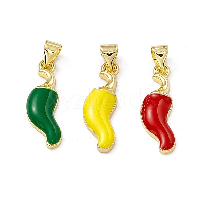 Real 18K Gold Plated Rack Plating Brass Enamel Pendants ZIRC-I061-08G-1