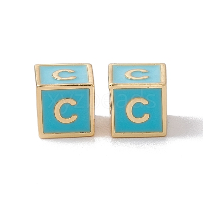 Rack Plating Brass Enamel Beads KK-B060-04G-06C-1