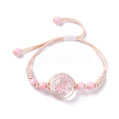 Handmade Dry Pressed Flower Link Bracelet for Girl Women BJEW-C004-01H-1