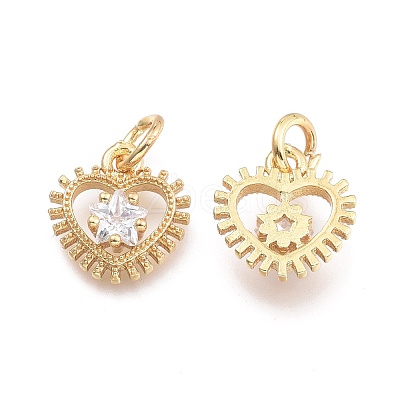 Brass Micro Pave Cubic Zirconia Pendants KK-P187-04G-1