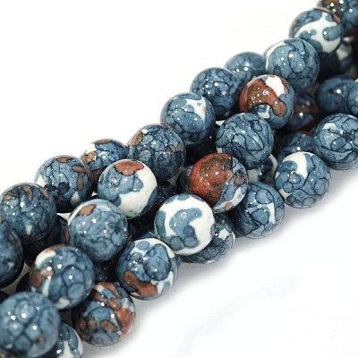 Synthetic Ocean White Jade Round Bead Strands G-M165-8mm-15-1
