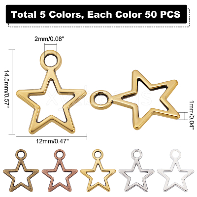 250Pcs 5 Colors Tibetan Style Alloy Charms TIBE-PH0002-10-1