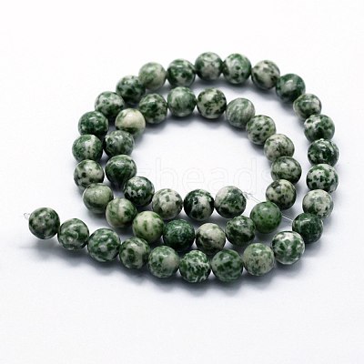 Natural Green Spot Jasper Beads Strands X-G-I199-30-4mm-1