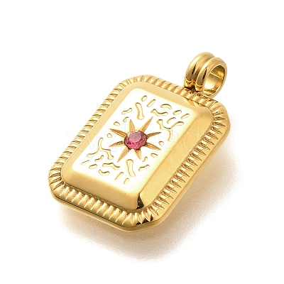 304 Stainless Steel Rhinestone Pendants STAS-M109-09G-1