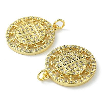Rack Plating Brass Micro Pave Cubic Zirconia Pendants KK-K332-13G-1