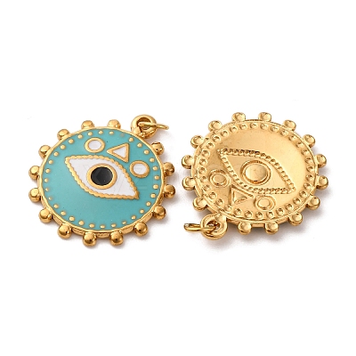304 Stainless Steel Enamel Pendants STAS-U061-35G-01-1
