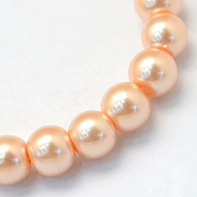 Baking Paint Pearlized Glass Pearl Round Bead Strands HY-Q330-8mm-18-1