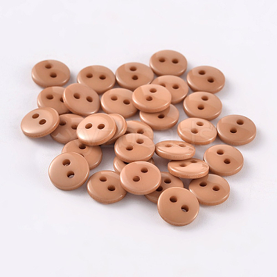 2-Hole Flat Round Resin Sewing Buttons for Costume Design BUTT-E119-14L-09-1