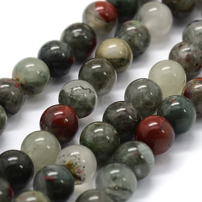Natural African Bloodstone Beads Strands X-G-G763-08-8mm-1