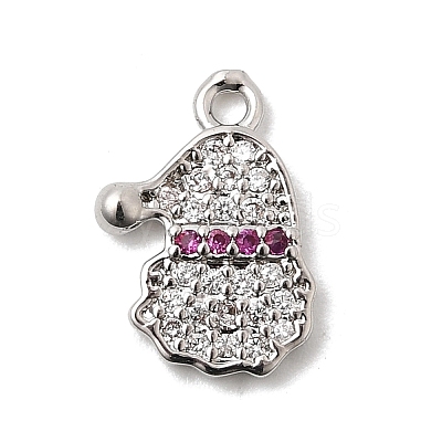 Christmas Brass Micro Pave Cubic Zirconia Charms KK-L258-04P-B01-1