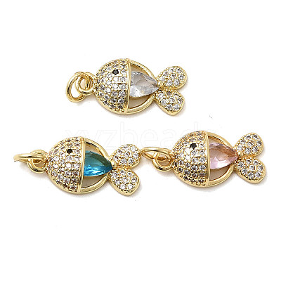 Brass Micro Pave Cubic Zirconia Pendants KK-C137-08G-1