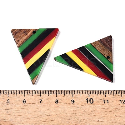 Jamaican Colour Epoxy Resin & Walnut Wood Pendants X-RESI-N039-122T-1