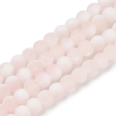 Frosted Crackle Glass Beads Strands GLAA-U001-8mm-M12-1