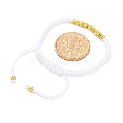 Polyester Cord Braided Bead Bracelets for Women BJEW-L698-01G-14-1