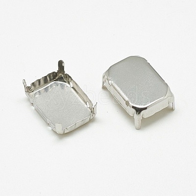 Non-Tarnish 201 Stainless Steel Sew on Prong Settings STAS-T032-05-10x14mm-1