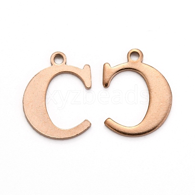 Ion Plating(IP) 304 Stainless Steel Alphabet Charms STAS-H122-C-RG-1