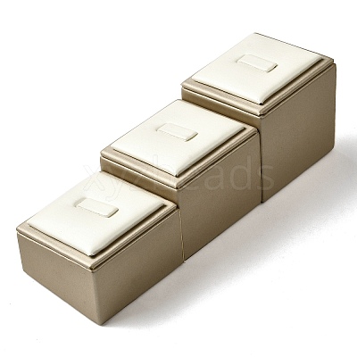3Pcs 3 Sizes Imitation Leather Jewelry Ring Display Stands ODIS-K005-06-1