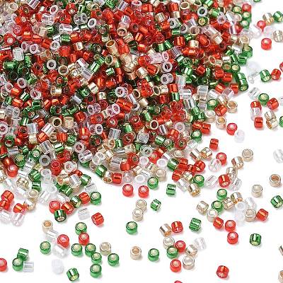 4 Colors Christmas 11/0 Glass Seed Beads SEED-X0058-13-1