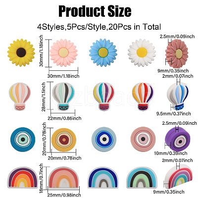 20Pcs 20 Style Silicone Beads SIL-CA0002-81-1