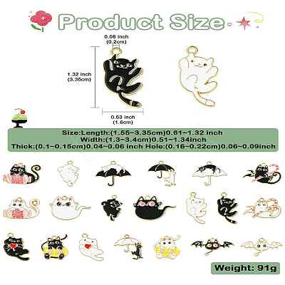 40Pcs 20 Styles Halloween Theme Zinc Alloy Enamel Pendants ENAM-CJ0006-67-1