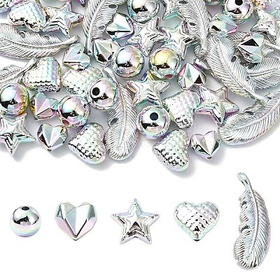 50Pcs 5 Styles UV Plating Opaque CCB Plastic Beads MACR-YW0004-72-1