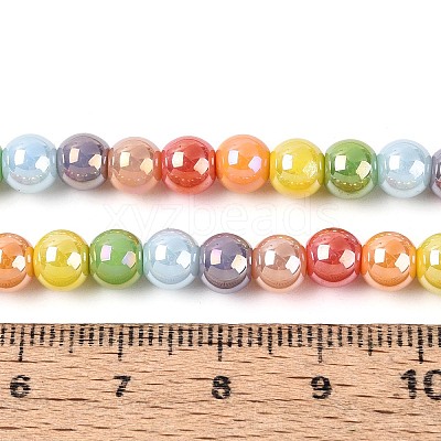Electroplate Glass Beads Strands X-EGLA-N019-6mm-03-1