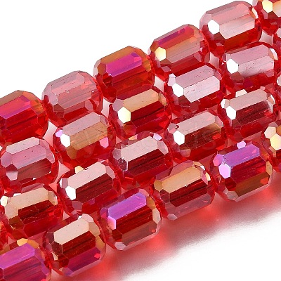 Electroplate Transparent Column Glass Beads Strands EGLA-A043-02-AB08-1