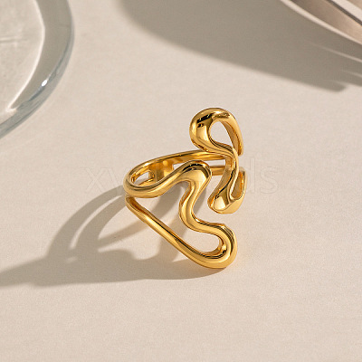 Irregular 304 Stainless Steel Cuff Open Rings for Women LD5997-1
