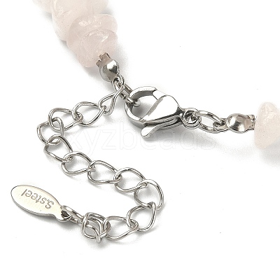 Natural Rose Quartz Chips Beaded Necklace & Stretc Bracelet SJEW-JS01281-02-1