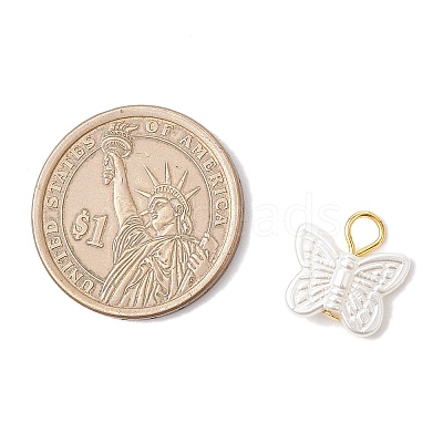 ABS Imitation Pearl Butterfly Charms PALLOY-MZ00846-1