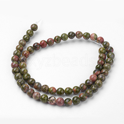 Natural Unakite Bead Strands G-G735-67-6mm-1