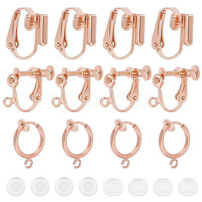 18Pcs 3 Style Brass Clip-on Earring Findings FIND-SC0003-96RG-1