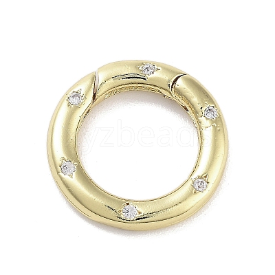 Brass Micro Pave Clear Cubic Zirconia Spring Gate Rings KK-M293-54G-1