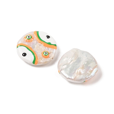 Natural Keshi Pearl Enamel Beads PEAR-G014-04D-1