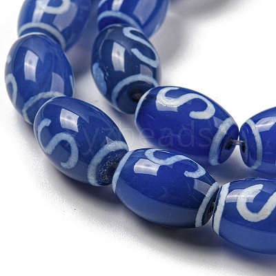 Blue Tibetan Style dZi Beads Strands TDZI-NH0001-C03-01-1