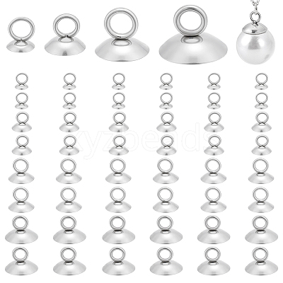 80Pcs 4 Styles 201 Stainless Steel Bead Cap Pendant Bails STAS-UN0063-51-1