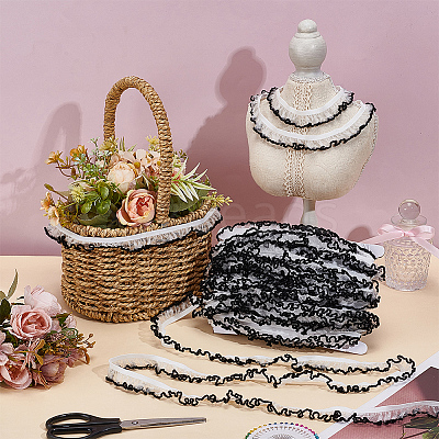 25M Nylon with Spandex Lace Wrinkle Ribbon OCOR-BC0009-48B-1