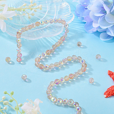 1 Strand Electroplate Transparent Glass Beads Strands EGLA-TADJ0001-15C-1