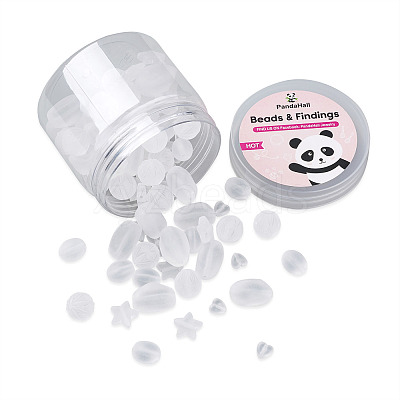 100Pcs 5 Style Transparent Frosted Acrylic Beads FACR-PJ0001-02-1