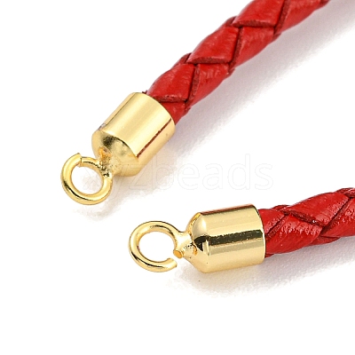 Leather Braided Cord Link Bracelets MAK-K022-01G-10-1